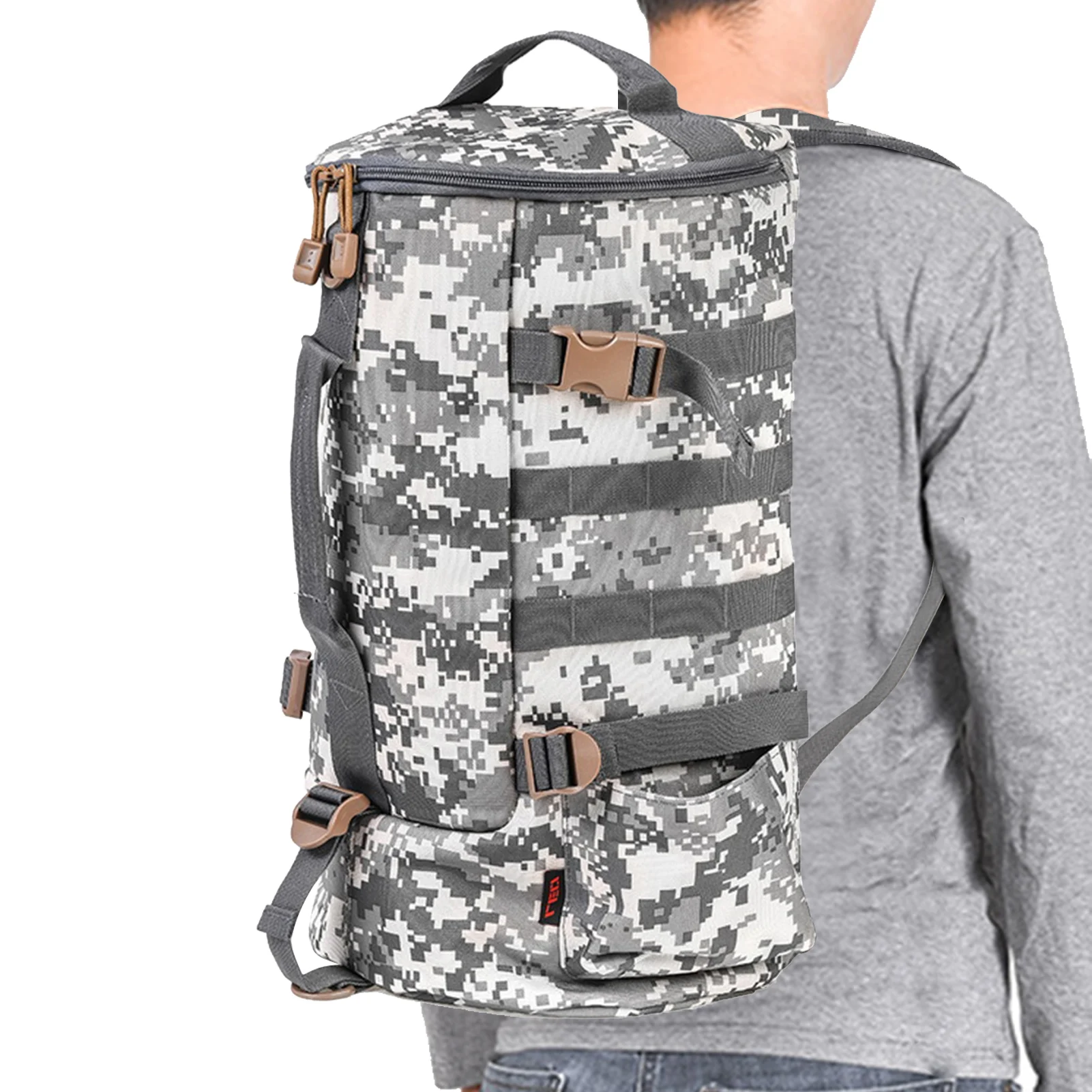 

23L Fishing Bag Foldable Large Capacity Cylindrical Fishing Tackle Backpack Tackle Storage Bags Camouflage Travel Carry Bag
