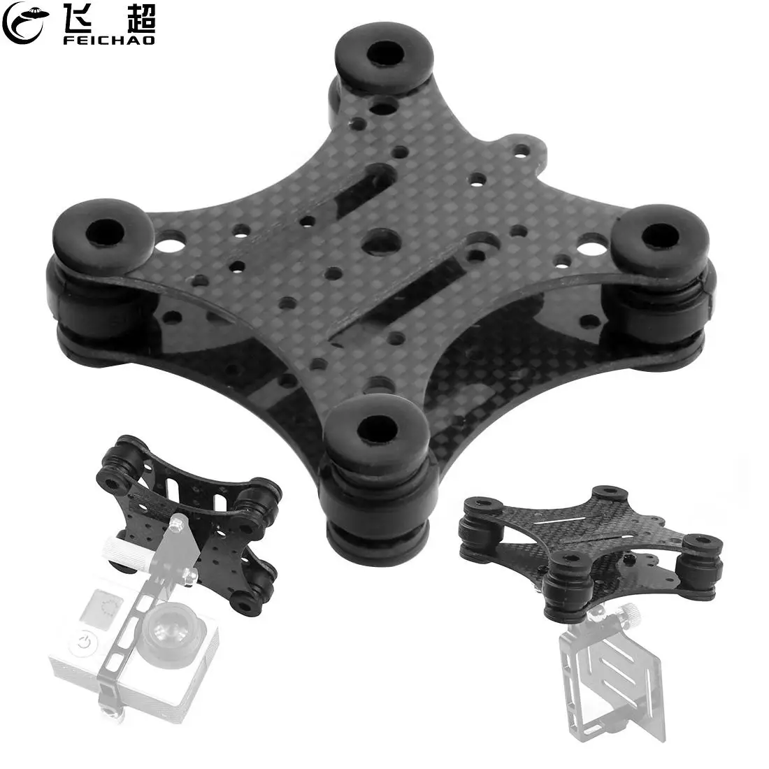 

FEICHAO FPV Carbon Fiber Anti Vibration Plate & Rubber Balls for Phantom 1 2 Gimbal Mount Quadcopter for Gopro Hero 2 3 PTZ