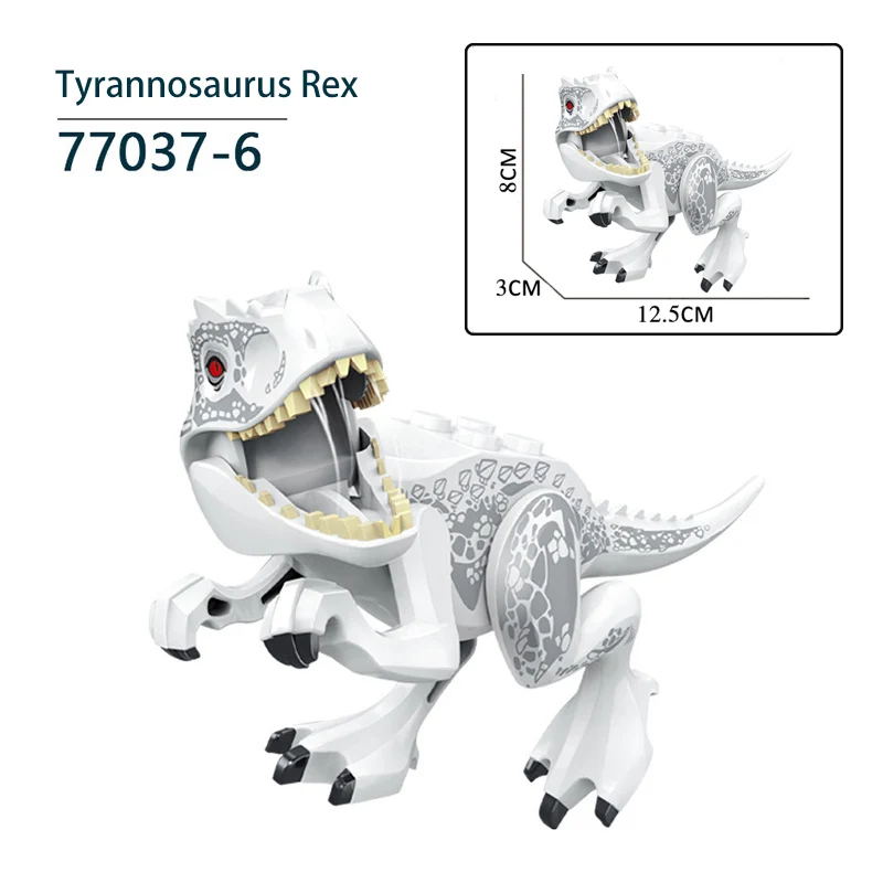 

8pcs/lot Jurassic Dino World Tyrannosaurus Rex Wyvern Velociraptor Stegosaurus Building Blocks Action Figure Bricks Dinosaur Toy