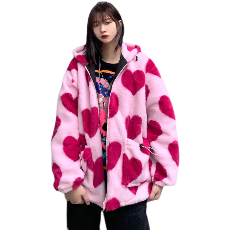 

ins harajuku port loose wind love winter coat thickening cotton-padded clothes hooded cotton-padded jacket female