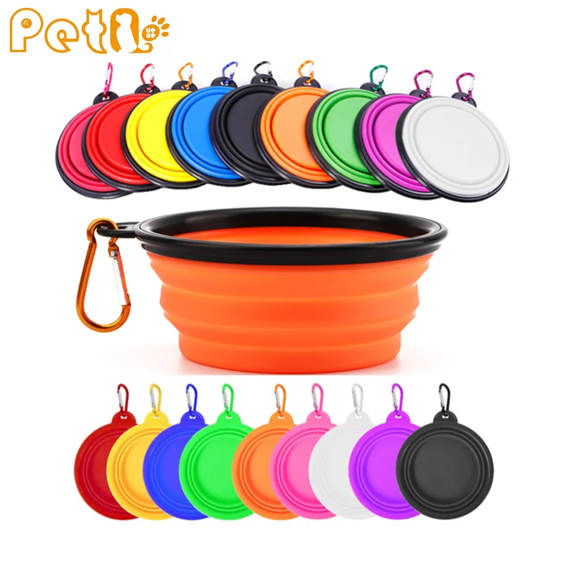 

PetQueue Hot Sale Portable Pet Bowl 350ML 11.8oz Foldable TPR Material Dog Cat Puppy Food Water Bowl Travel Pet Feeder Bowl