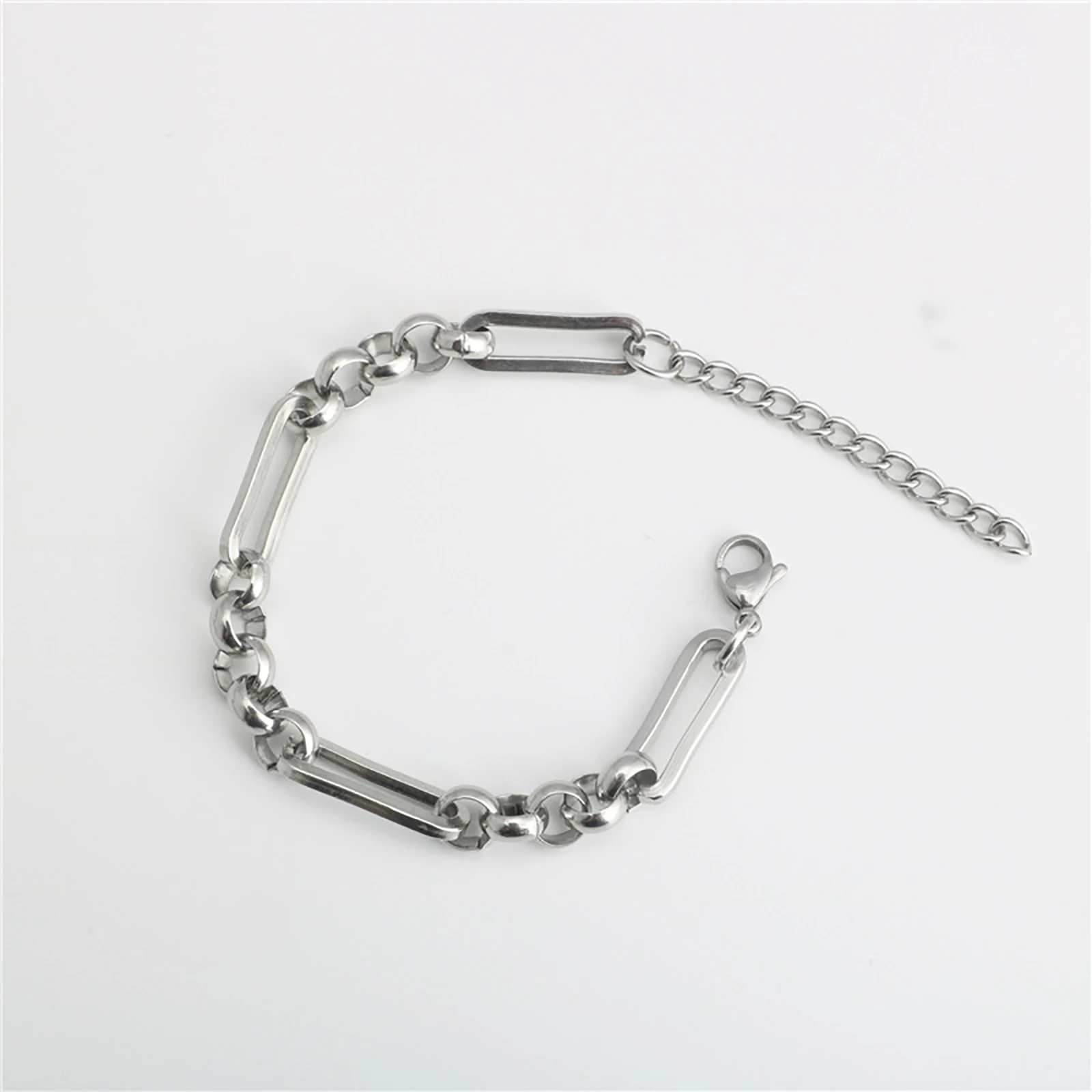 

Stainless Steel Link Chain Findings Bracelets Silver Color 17.5cm(6 7/8") long, 1 Piece