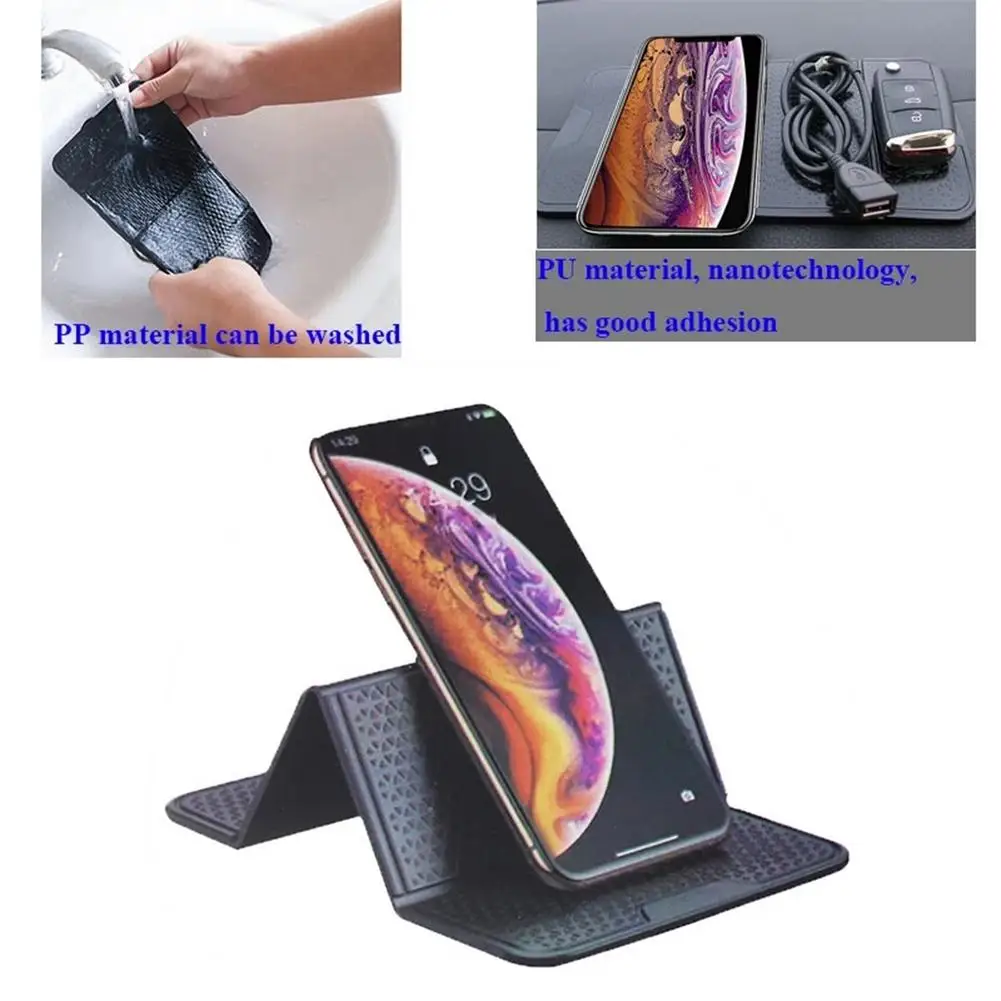 

Car Phone Sticker Black Silicone Car Tablet Holders Anti Slip Mat Mobile Phone Holder Strong Adsorption Wall Desk Sticker