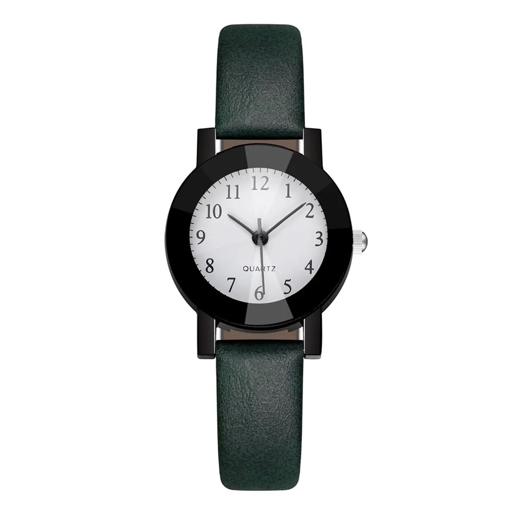 New Fashion Women Leather College Style Black Case Fine Strap Band Quartz Analog Ladies Wrist Watch Reloj Mujer | Наручные часы