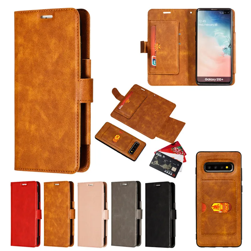 2 в 1 кожаный чехол с Откидывающейся Крышкой для samsung S10E бумажник Fundas S7 S8 S9 плюс S10