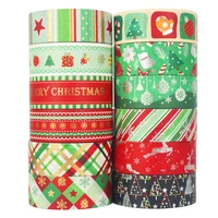 12pcsset christmas washi tapes stars colored stripessnowtreestockingsgiftgloves kawaii masking tapes washi tape stickers