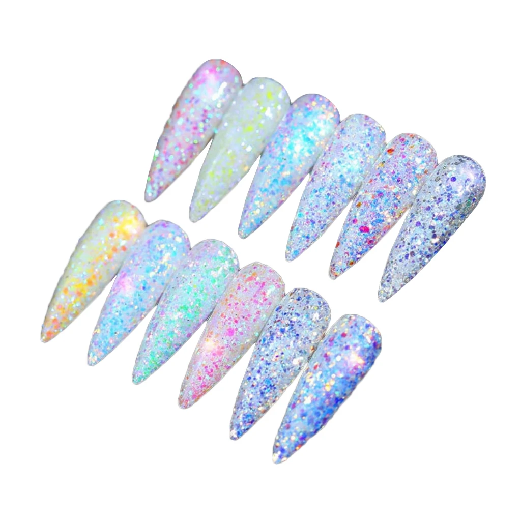 

12 Colors Nail Art Glitters Powder Shiny Manicure Sequins Flakes Paillette