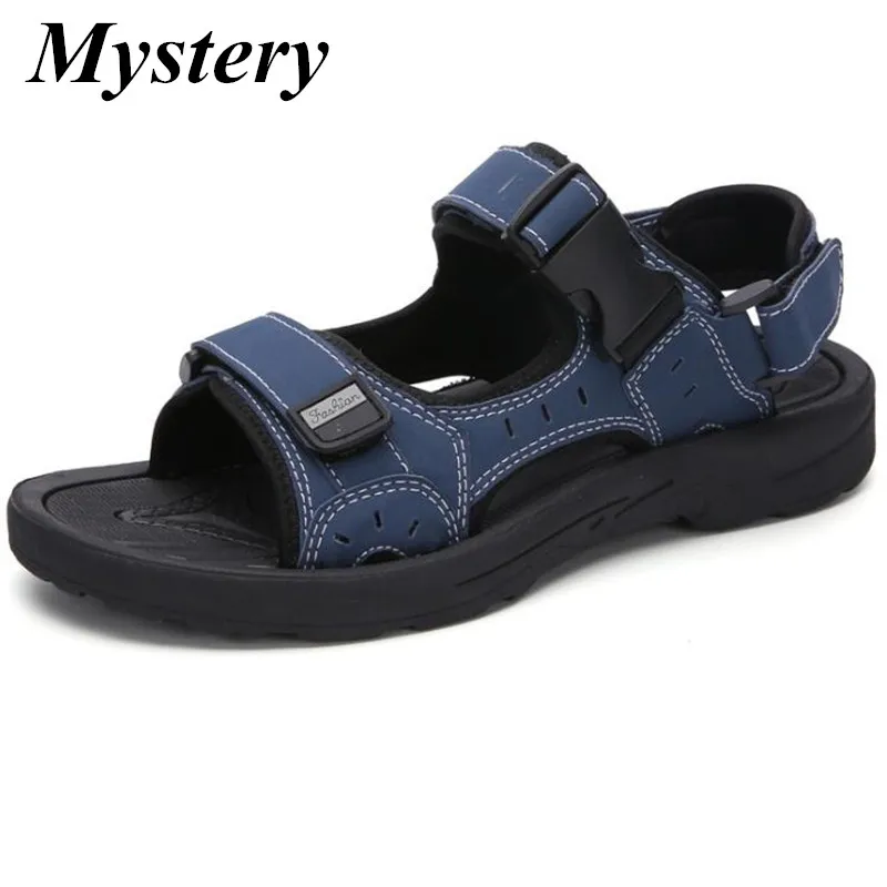 Мужская обувь для отдыха пляжные сандалии серого и черного цвета на плоской