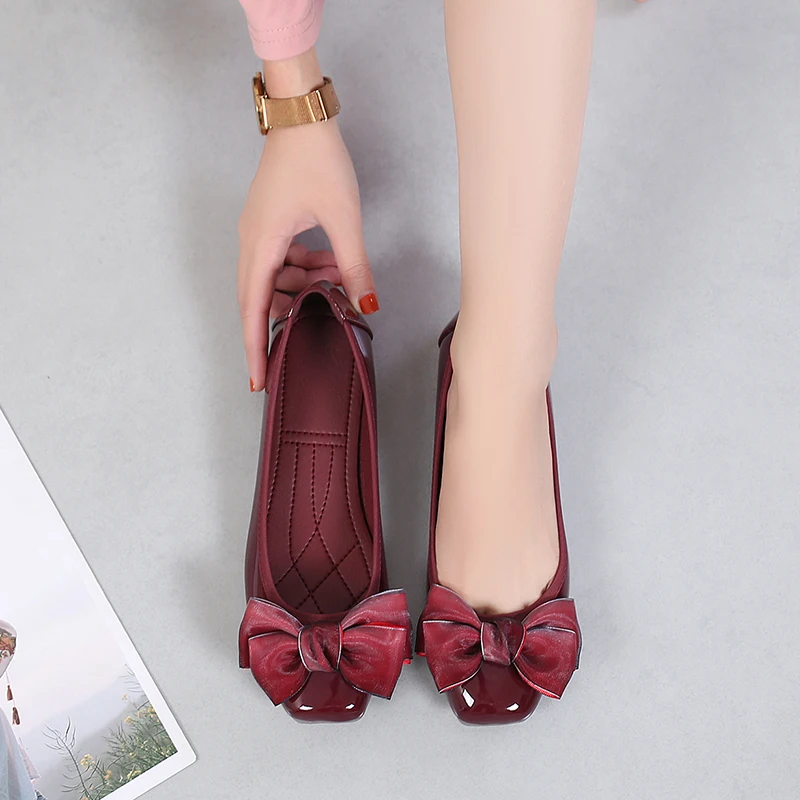 embroidered ballet flats shoes Fashion Pointed Toe Women Flats Shoes Bow Women Shoes Patent Leather Casual Single Summer Ballerina Shallow Mouth Shoes AC534 bridal slingbacks