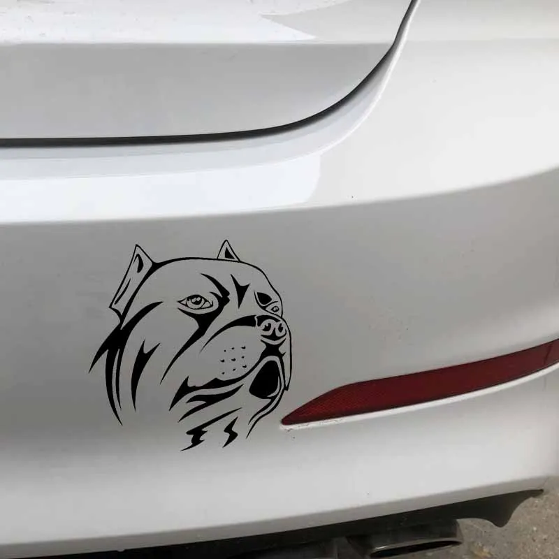 YJZT 14.4X14.9CM Наклейка на автомобиль Собака Питбуль Животное Охранник Друг Ошейник Фреска Виниловая наклейка Черный/Серебряный C24-1243 нан.