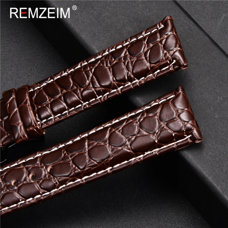 REMZEIM Calfskin Leather Watchband 18mm 19mm 20mm 21mm 22mm 24mm Women Men Leather Strap Watch Band Accessories wristband