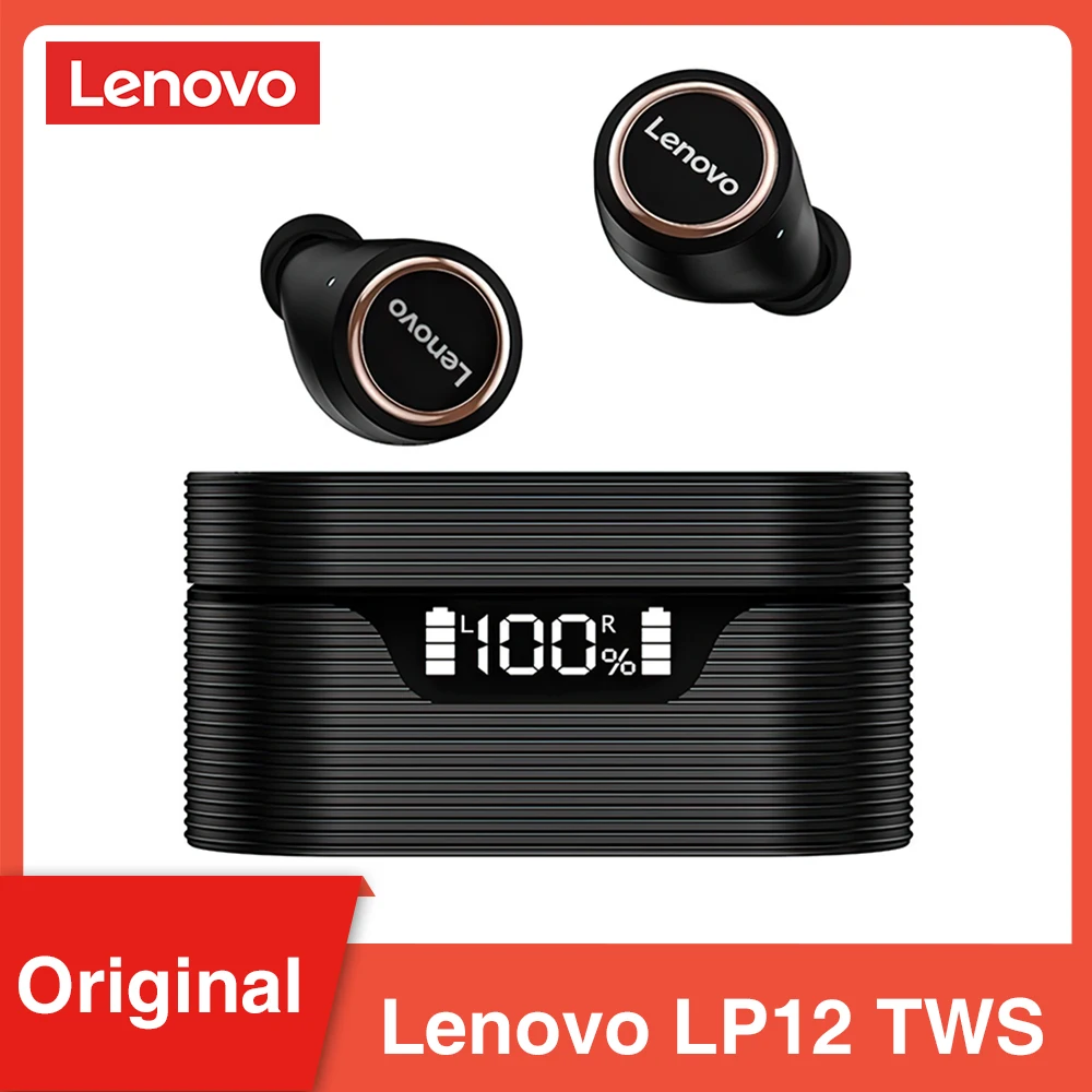 

Lenovo LP12 Wireless Earphone Waterproof TWS Dual Stereo CAC Noise Reduction Bluetooth-Compatible 5.0 Earbuds With Charger Case