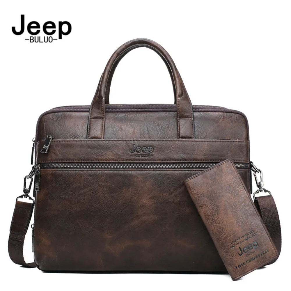jeep buluo mens briefcase bags for 13 3 laptop man business shoulder bag handbags high quality leather office black free global shipping