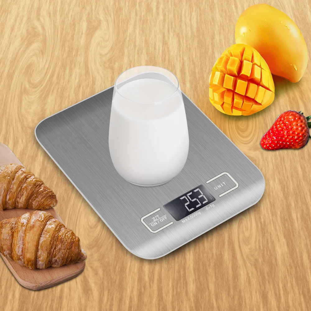 

OZ/ML/LB/G Kitchen Scale Stainless Steel Weighing Scale Food Diet Postal Balance Measuring Tool LCD Electronic Scales