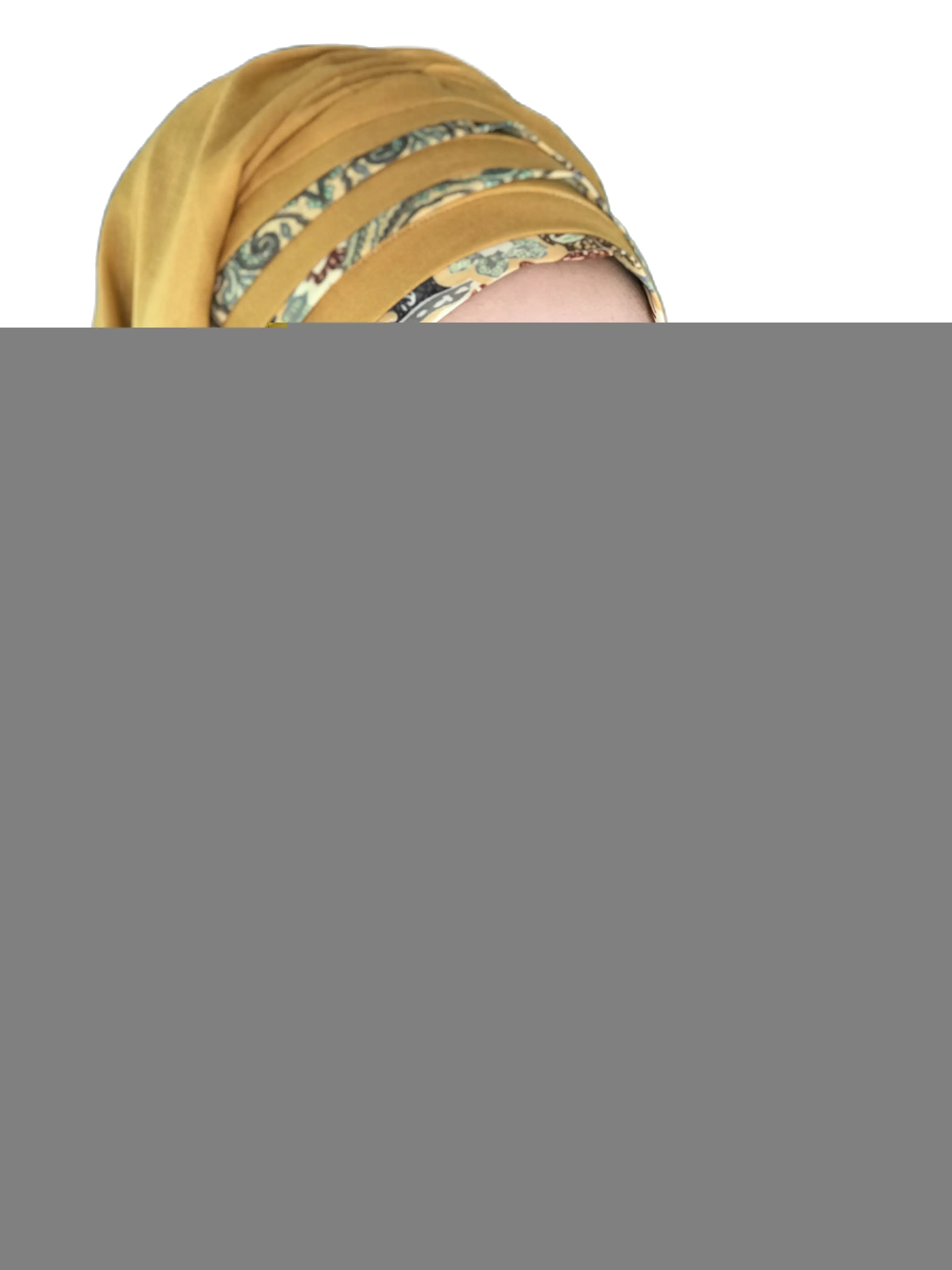 Yeni Moda Tesettür Kadın 2021 Müslüman İslam Elbise Şapka Fular Türban Şifon Dökümlü Hazır Hardal Sarı Şal