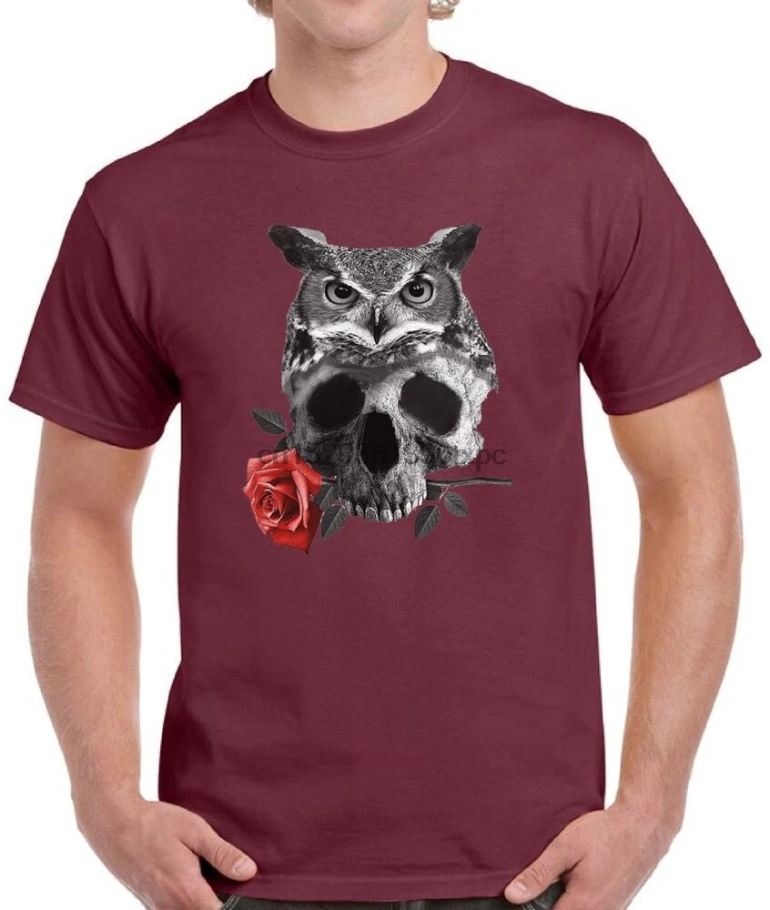 Мужская футболка с рисунком черепа и совы |