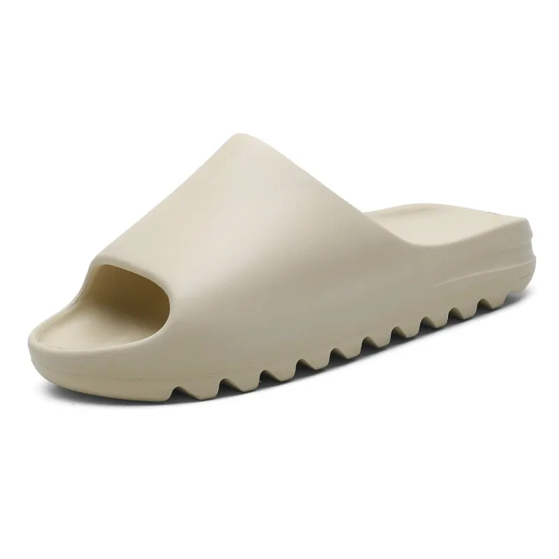 Men's Summer Slides Bone White Breathable Cool Beach Sandals Flip Flops Fish Mouth Men Slippers Lightweight Plus Size 35-46