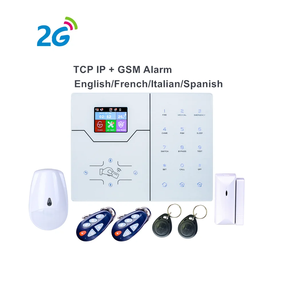 Английское французское меню сигнализация 2G 4G GSM TCP IP RJ45 Охранная домашняя с