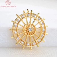 12092pcs 20mm 24k gold color brass with zircon round boat rudder pendants charms high quality diy jewelry findings accessories
