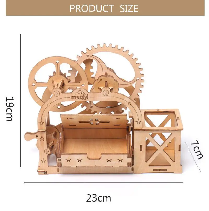 Деревянная Механическая ручка бочка для визиток коробка трансмиссии детская