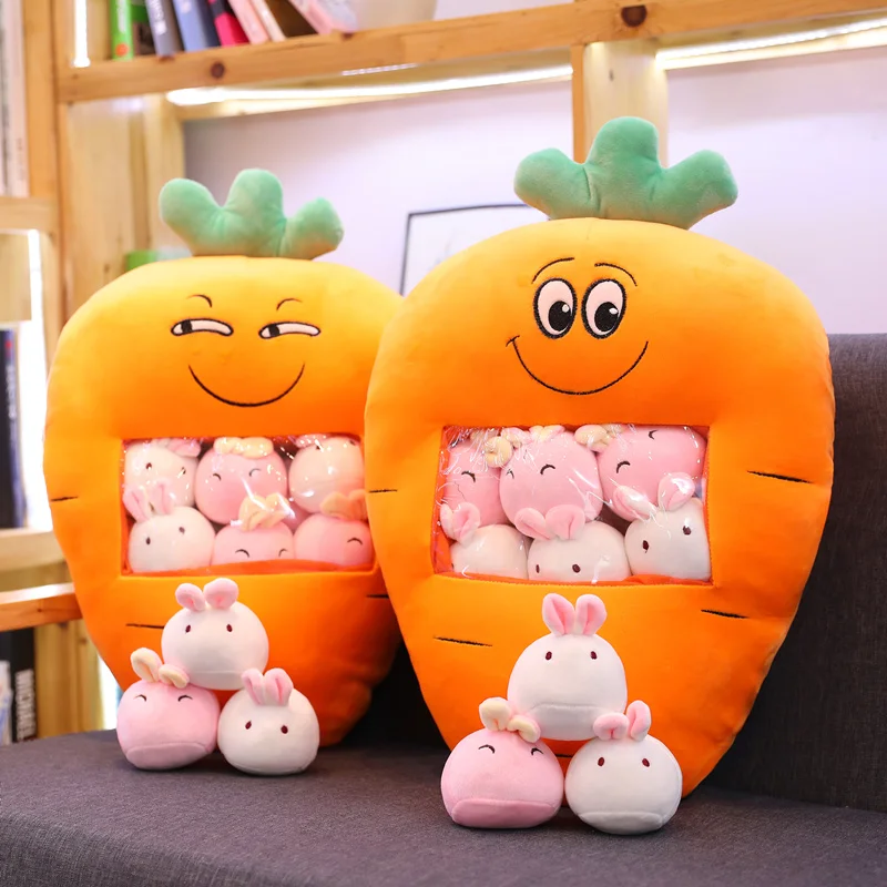 

Pudding carrot Plush Animals Balls Bag Snack Toy Plushie Food Pillow dinosaur pig Stuffed Balls Pudding Bag Comforting Toy