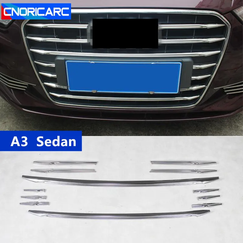 CNORICARC для Audi A3 седан автомобиля Передняя решетка воздуха крышка отделка полосы внешние аксессуары 12 шт. нержавеющая сталь украшения блесток