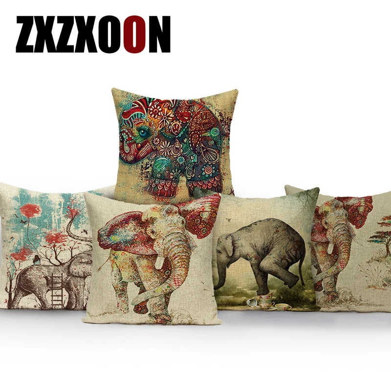 

Квадратная декоративная наволочка из полиэстера с 3d-изображением слона в африканском стиле для украшения гостиной