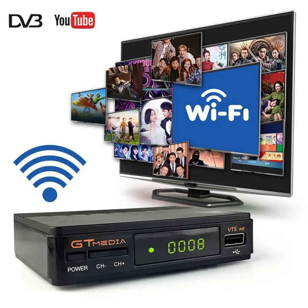 Беспроводной спутниковый приемник цифровая коробка Freesat/Gt медиа V7S HD fta dvb S2, V7HD набор обновления-top box