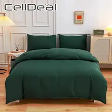 Juego de ropa de cama de poliéster de 3/4 Uds., Sábana verde de tinta pura de varios estilos, cómoda y suave de tela de colores (2)