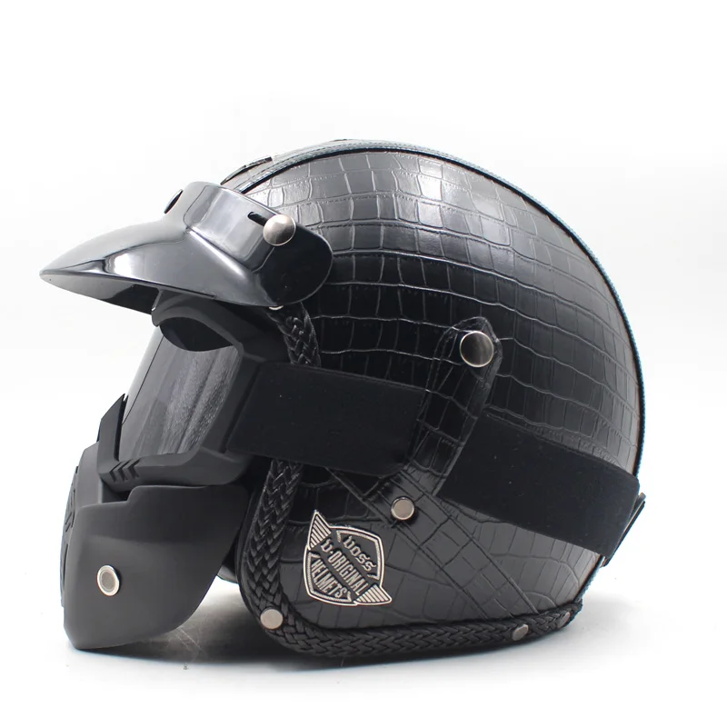 Второй мировой войны стиль открытым лицом Половина кожаный шлем мотоцикл чоппер