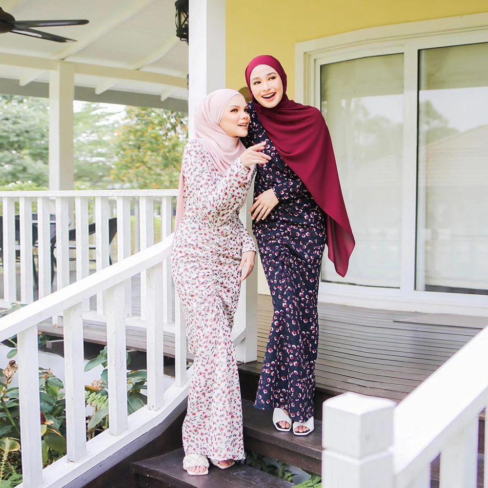 

Ramadan Eid Mubarak Abaya Dubai Turkey Saudi Arabia Islam Indian Muslim Floral Dress Abayas for Women Robe Longue Jellaba Femme