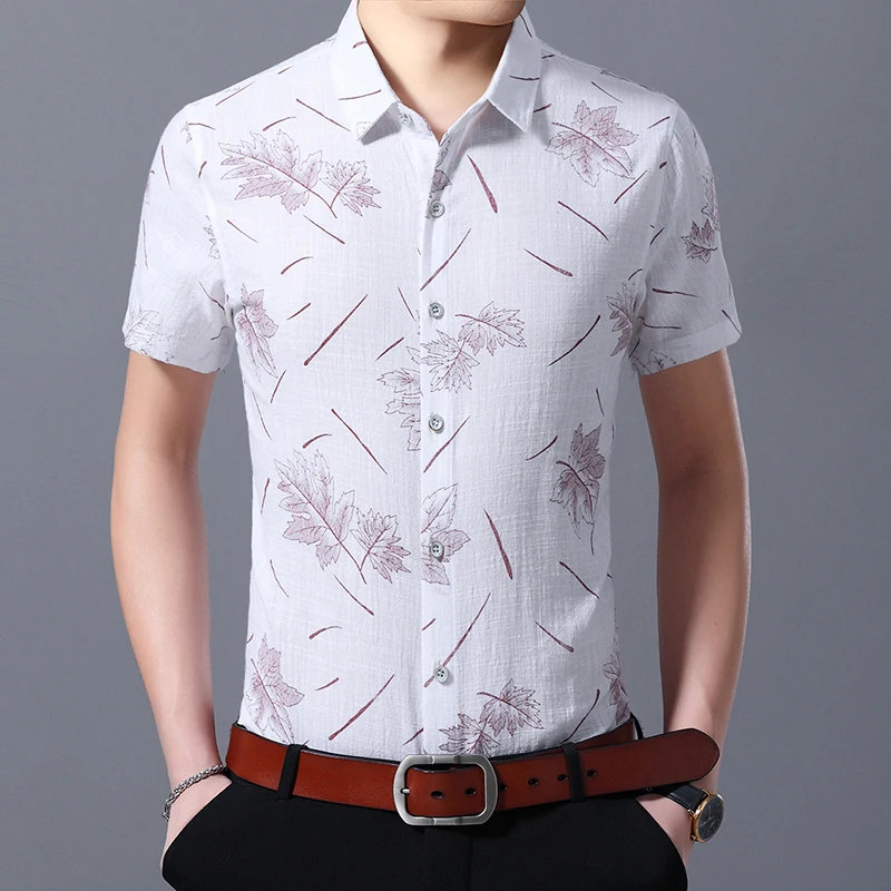 

Summer mens short-sleeved shirt large size 7xl flower shirt men cotton linen shirts fashion casual camisa masculina 2020