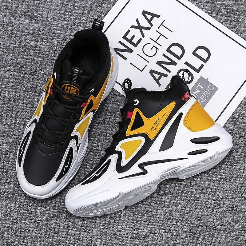 

New 2021 Winter Men's Running Shoes High-Top Plus Velvet Warm Sports Shoes Fashion Youth Trend Walking Sports Shoes Outdoor