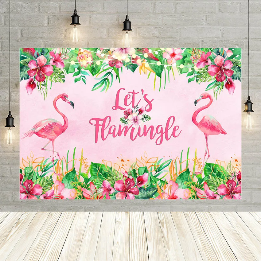 

Фоны для фотосъемки Avezano с изображением фламинго, вечеринки в честь Дня рождения ребенка, Тропический розовый цветочный фон для студийной ф...
