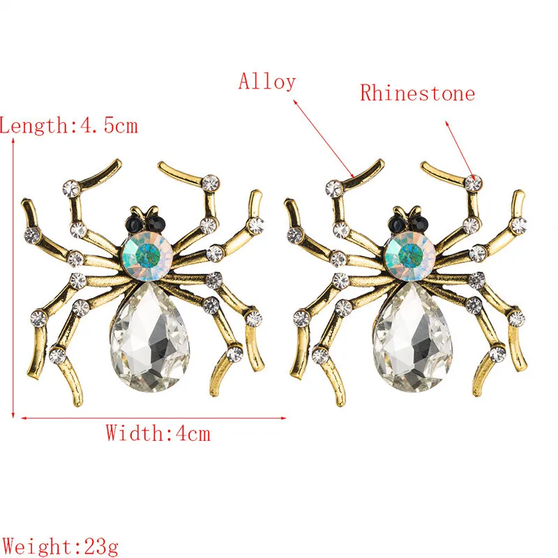 Стразы циркон кулон Винтажные серьги в виде паука для женщин девушек ювелирное