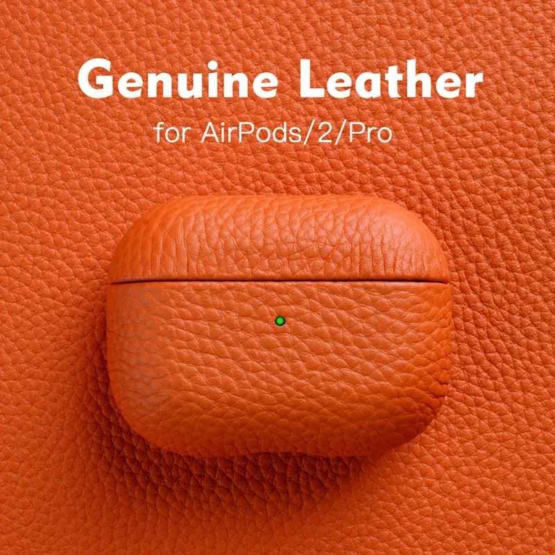 

Genuine Leather For AirPods Pro Case AirPod 1 2 3 Cover Bluetooth Earphone Accessories Lychee Pattern Natural Cowhide Cases