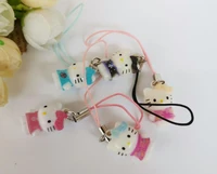 50pcslot mini cartoon pink cute cat with ropes key chains girl toys hobby collections clothes accessories