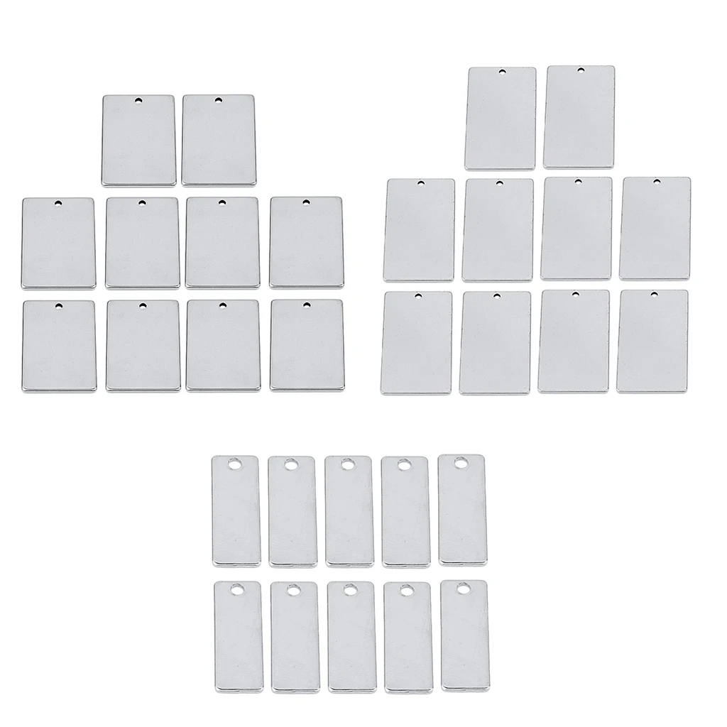 10 шт. металлический прямоугольный Пустой гравировки шармы с тиснением теги