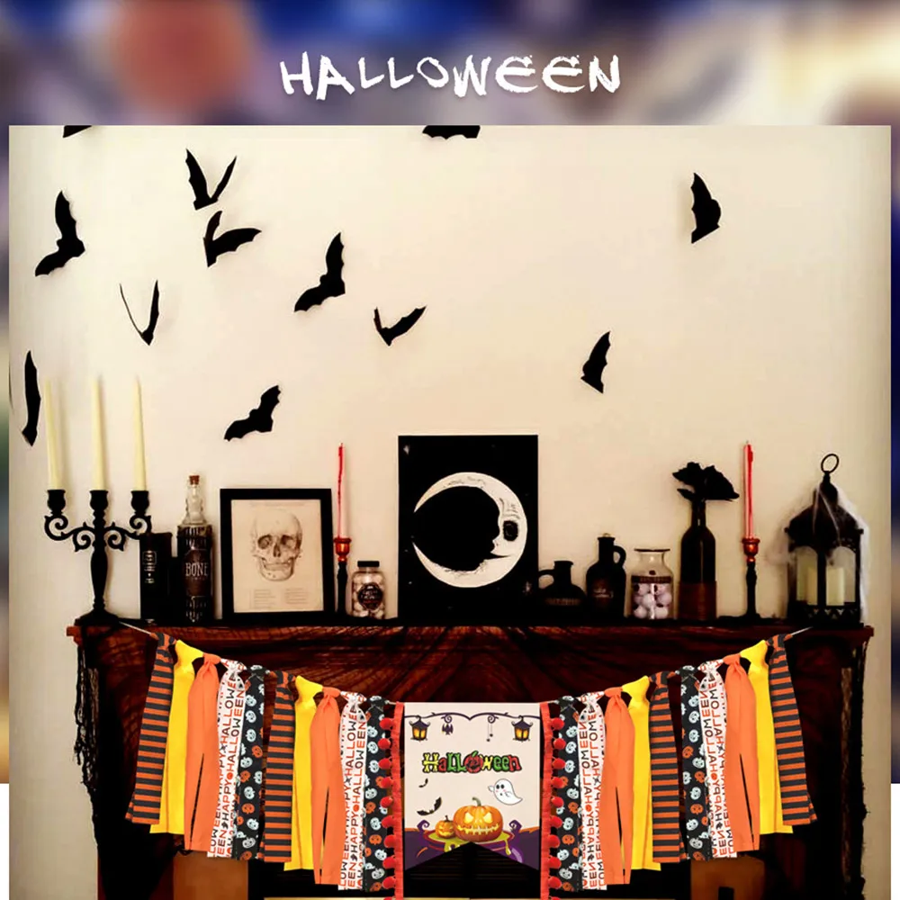 Хэллоуин каминный баннер с Тыквой и призраком мальчик девочка Хеллоуин