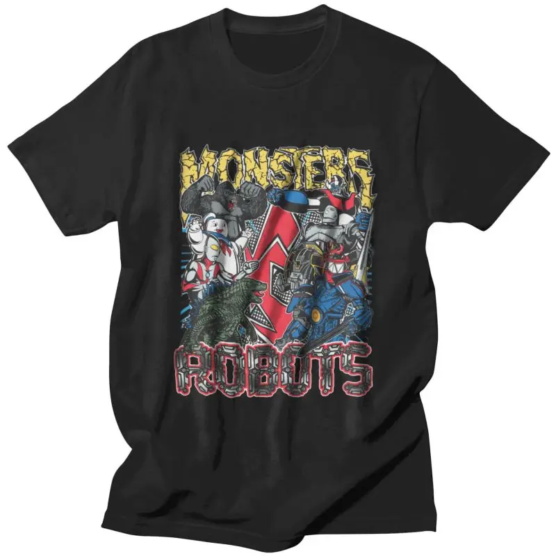 

Футболка Monsters Vs Mazinger Z мужская с коротким рукавом, Классическая рубашка с принтом в стиле японского аниме, футболки в стиле супер-робота из х...