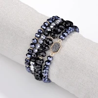 qimoshi bohemian crystal beaded stretch bracelet set 4 layer strands wrapped stackable bead charm bangles