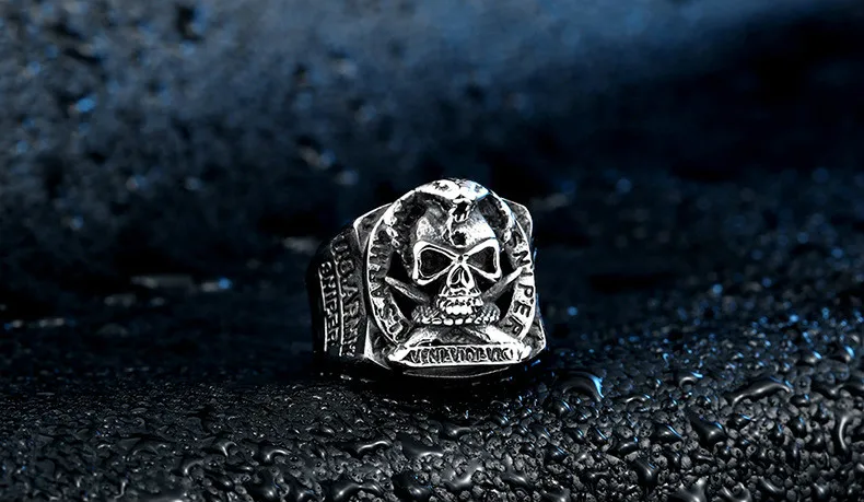 Мужское кольцо из титановой стали армии США снайперское армейское Кольцо Череп