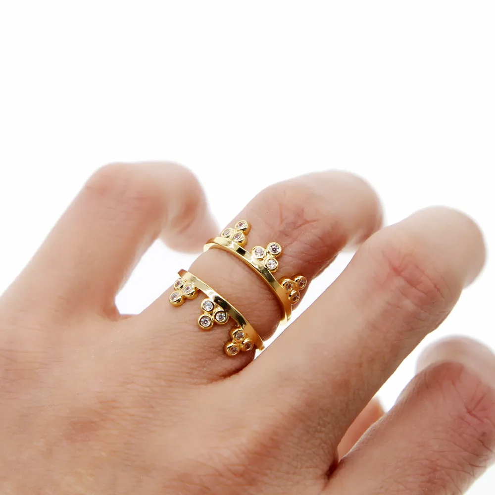 Женское кольцо с треугольным фианитом и короной размеры 6-7 | Украшения аксессуары