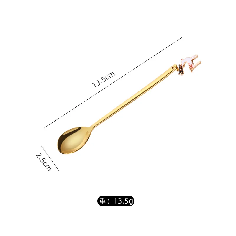 

6pcs Stainless Steel Coffee Spoon Tableware Spoon Ins Christmas Gift Set Handle Spoons Flatware Ice Cream Drinking Tools