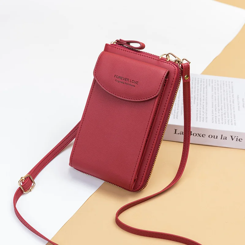 

Korean Version PU Multifunctional Wallet Crossbody Bag Female Student Mobile Phone Bag Small Bag Square Shoulder Messenger Bag