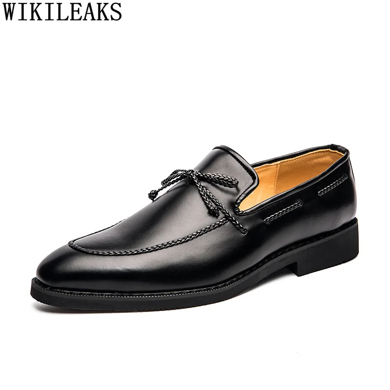

Black Mens Dress Shoes Loafers Formal Office Shoes Men Brown Designer Slip on Shoes Man Butterfly-Knot Chaussure Homme Zapatos