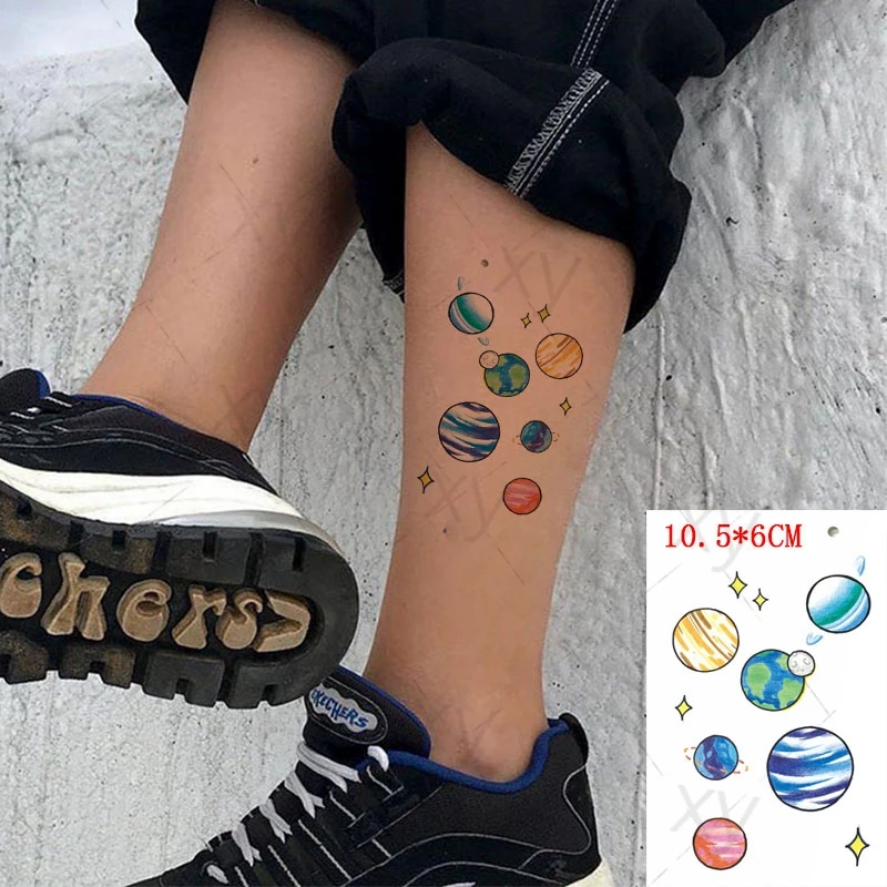 

Водостойкая Временная тату-наклейка "Звезды и земля", акварельные дизайнерские искусственные татуировки флэш-тату для рук, ног, боди-арт для...