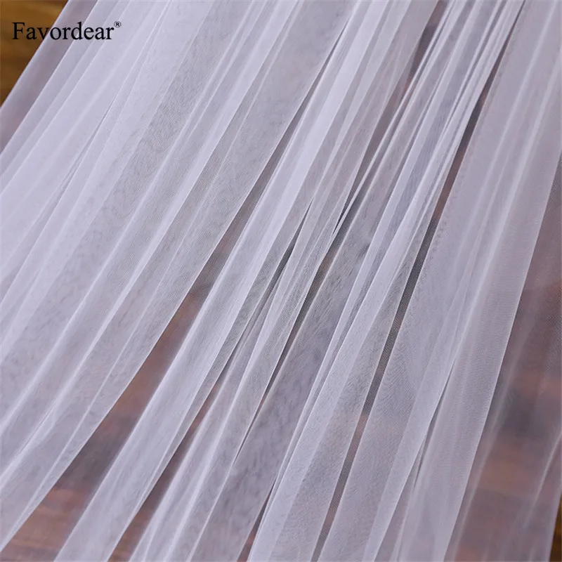 Фата свадебная 2 слойная белая/цвета слоновой кости с гребнем 4 м|Свадебные вуали|