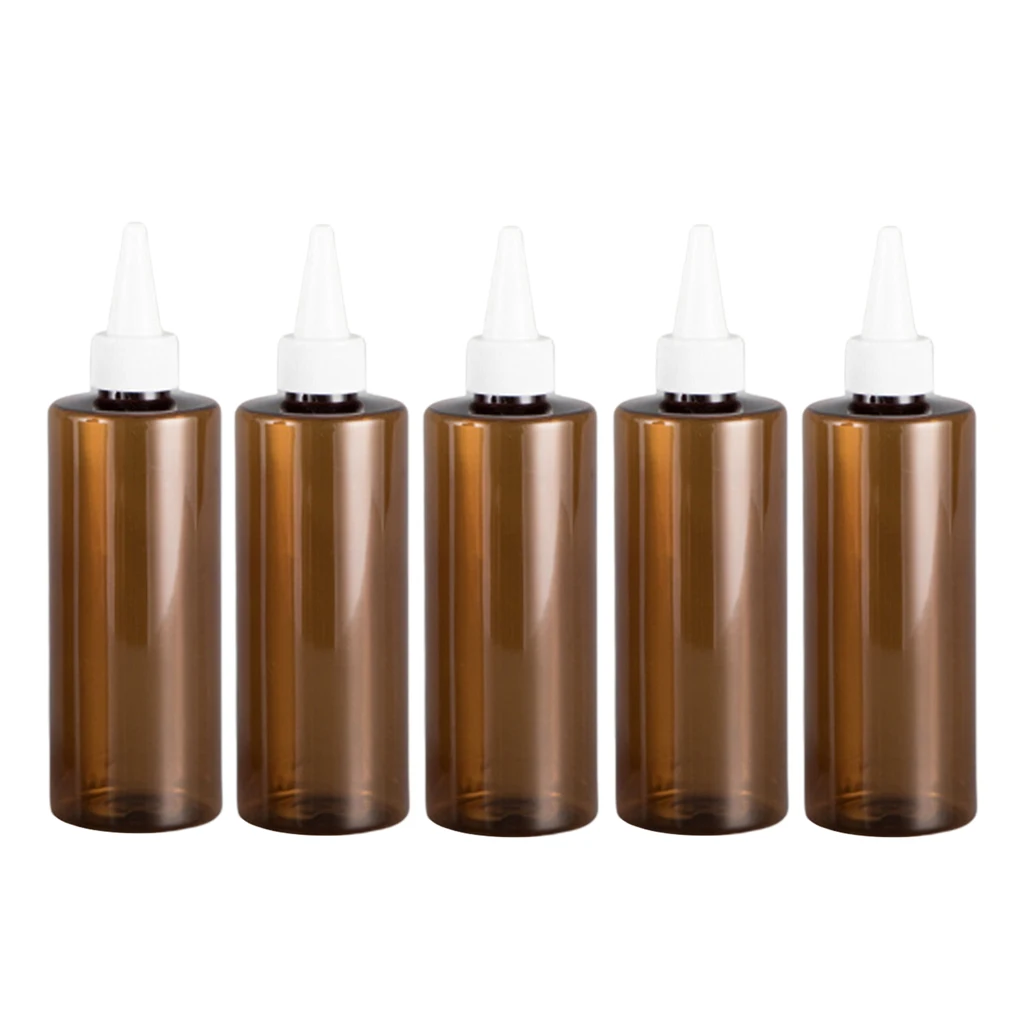 

5 упаковок пластиковых аппликаторов для окрашивания волос косметический лосьон бутылочки контейнеры коричневый