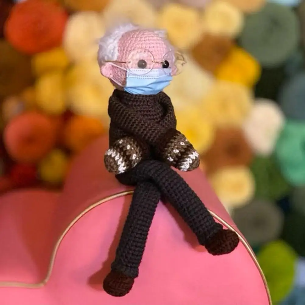 Мягкая игрушка Bernie Sanders вязаная крючком кукла плюшевая ручной работы животное 2021